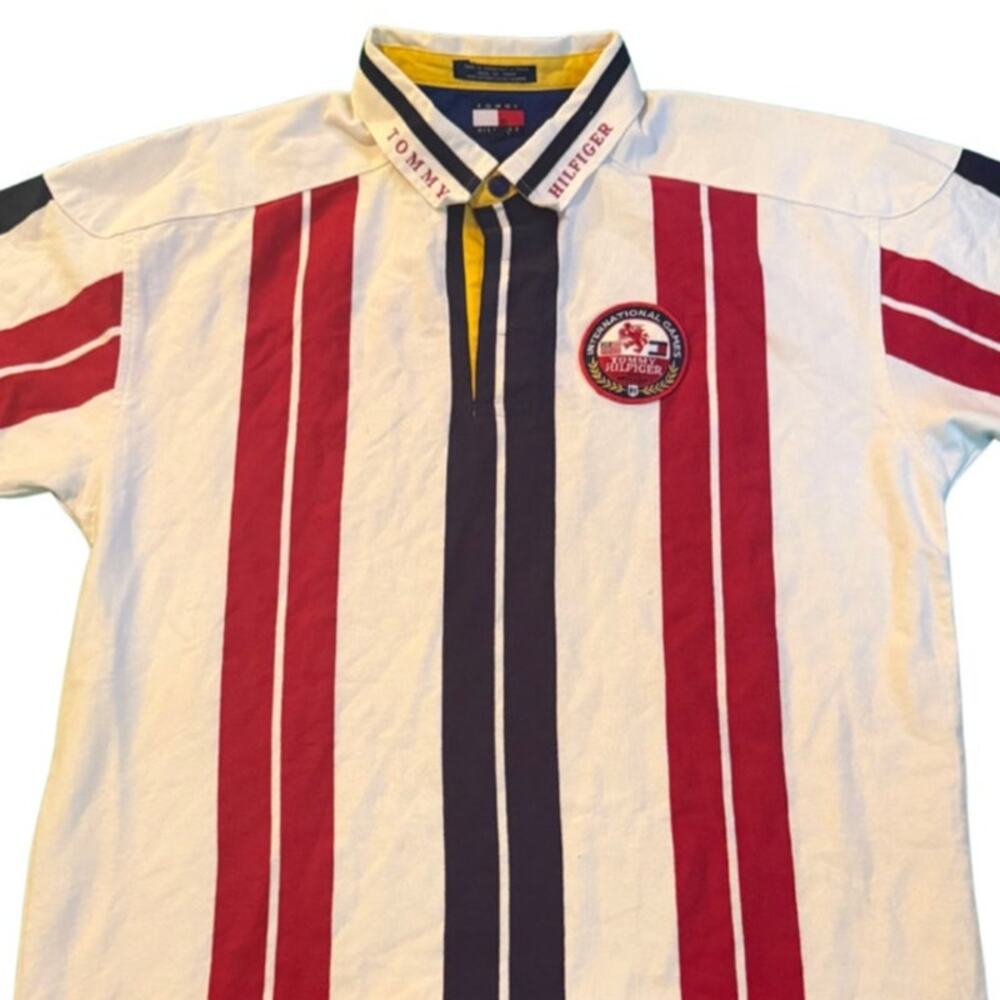 Vintage Tommy Hilfiger International Games Polo Shirt Mens 2XL Embroidered Patch